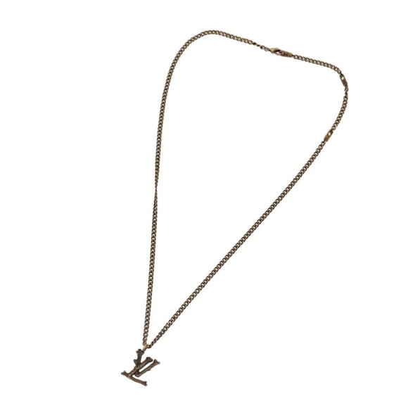 LOUIS VUITTON LV Wood Necklace metal Dark Silver MP2818 LV Auth 95075 - Picture 1 of 16